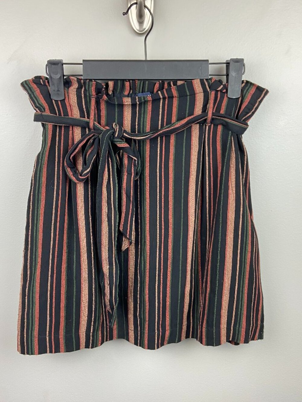 American Eagle Black, Pink, Green & Tan Striped Mini Skirt Size Small Y2K 90's